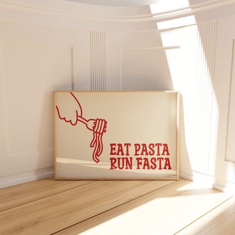 Pasta Wall Art Trendy Horizontal Print Funny Pasta Quote Art Trendy Kitchen Decor Red Pasta Poster Kitchen Quote Print Retro Kitchen Decor - Etsy Australia Long Wall Art Horizontal, Trendy Kitchen Decor, Pasta Poster, Red Pasta, Long Wall Art, Red Kitchen Decor, Long Kitchen, Kitchen Quotes, Wall Art Trendy