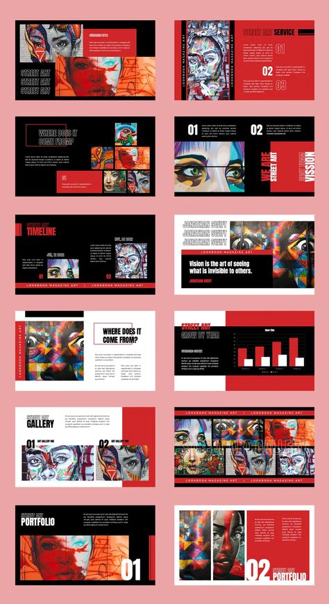 Unique Powerpoint Design, Art Portfolio Powerpoint, In Design Templates, Art Slide Presentation, Design Slides Presentation, Powerpoint Portfolio Design, Art Presentation Ideas Powerpoint, Cool Slides Powerpoint, Art Portfolio Template