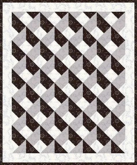 black and gray grid Block Foundation, Optical Illusion Quilts, Gingham Quilt, Herringbone Quilt, Log Cabin Quilt Blocks, Black And White Quilts, 3d Quilts, Quilt Modernen, Patchwork Quilt Patterns