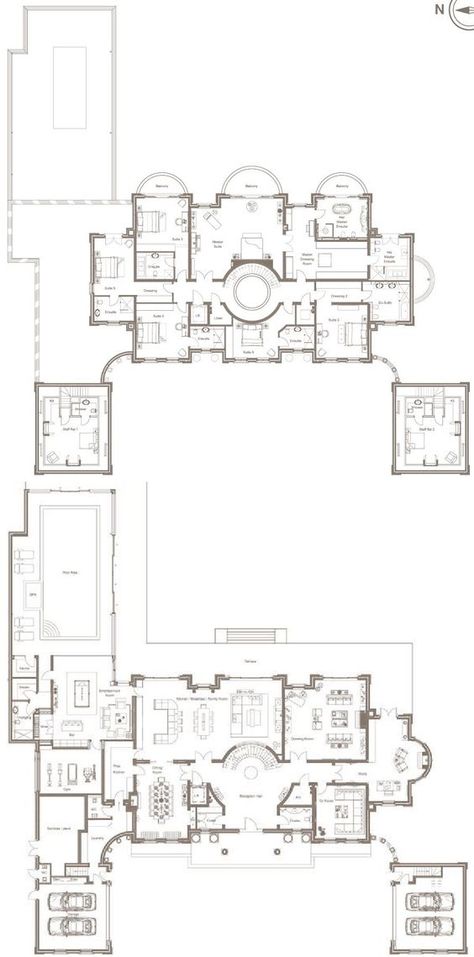 Mansion Floor Plans, Mansion Plans, Castle House Plans, Luxury Floor Plans, House Plans Ideas, Architecture Classic, House Plans Mansion, Mansion Floor Plan, Architectural Floor Plans