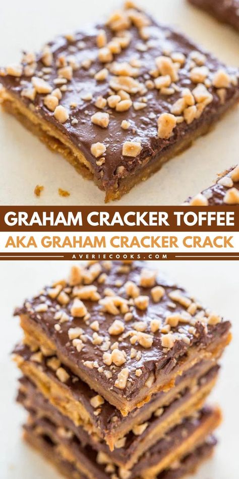 Put this Christmas crack on your list of sweet treats to make at home! Rich in flavor with an added crunch, this holiday baking recipe for graham cracker crack is a Christmas dessert idea everyone will love. You won't be able to stop eating this easy graham cracker toffee! Graham Cracker Appetizer, Graham Cracker Treats Simple, Graham Cracker Bark Christmas, Choc Covered Graham Crackers, Graham Cracker Pecan Toffee, Christmas Treats For Work Party, Graham Cracker Peppermint Bark, Gram Cracker Toffee Recipe, Easy Desserts For A Crowd Christmas