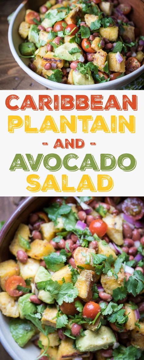 This Caribbean-style salad of fried plantains, avocado, red beans and tomatoes is a vacation-worthy dish! Picnic Salads, Toast Aperitif, Loin Recipes, Recipes Broccoli, Wfpb Diet, Fried Plantains, Recipes Salmon, Recipes Shrimp, Avocado Dessert