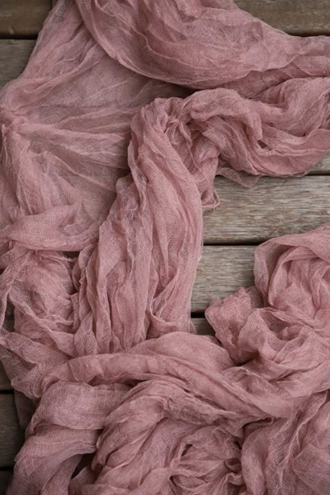 Romantic Tablescape, Rustic Tablecloth, Wedding Arch Draping, Arch Draping, Cheesecloth Table Runner, Dusty Pink Weddings, Rustic Tablecloths, Boho Table Runner, Rustic Fabric