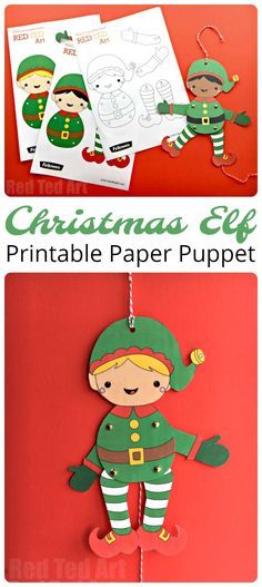 Easy Elf Paper Puppet for Christmas. How CUTE are these darling Elf Puppets? A free printable for all to enjoy this Christmas season. Get creative and colour your own! Short on time, make use of the handy coloured versions. Adorable. Super fun Christmas E Elf Patterns Free Printable, Elf Crafts, Red Ted Art, Easy Elf, Paper Puppets, Puppet Crafts, Christmas Paper Crafts, Preschool Christmas, 12 December