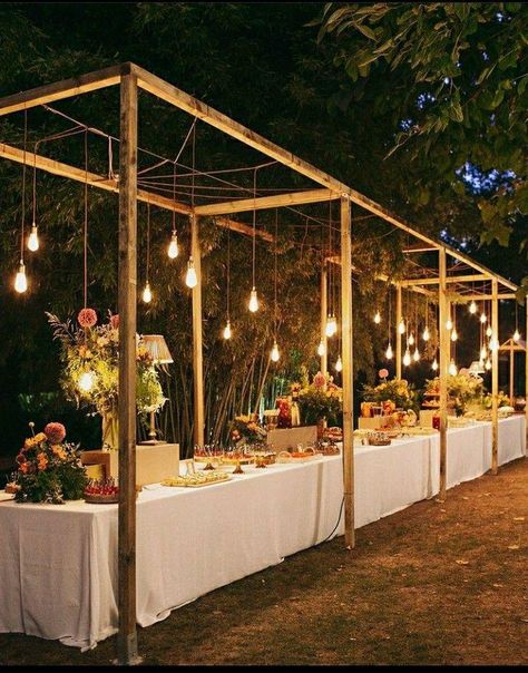 Buffet Arrangement Ideas, Buffet Table Arrangement, Buffet Table Decor, Backyard Reception, Barn Wedding Reception, Dream Wedding Decorations, Wedding Planning Decor, Wedding Tent, Outdoor Wedding Reception