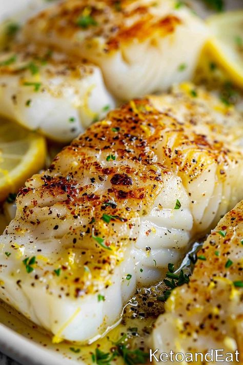 Carnivore Baked Lemon Butter Cod- Carnivore Diet Recipe Best Way To Cook Cod Fish, Fish And Potatoes Baked, Alaska Cod Fillet Recipe, Soft Mechanical Diet Recipes, Spanish Cod Fish Recipes, Aip Cod Recipes, Cod Casserole Recipes, Fish Recipes For People Who Hate Fish, Carnivore Seafood Recipes