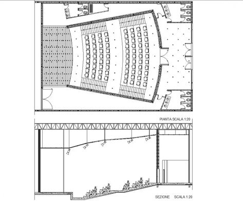 Plan and section detail auditorium autocad file Auditorium Plan With Dimensions, Auditorium Section, Theatre Plan, Auditorium Plan, Section Detail, Architecture Site Plan, Auditorium Design, Corporate Building, Theater Architecture