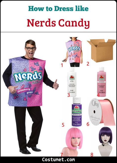 Candy Buttons Costume, Nerds Candy Costume, Candy Bar Costume, Nerds Costume, Candyland Costume, Nerd Halloween Costumes, Candy Halloween Costumes, Candy Costume, Nerd Costume