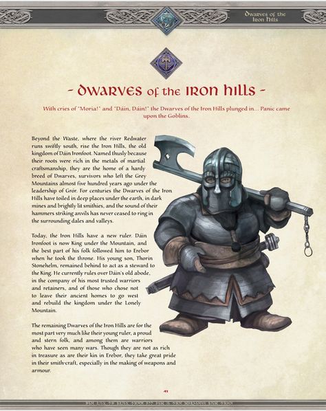 Dwarves of the Iron Hills (Adventurer's Companion) Iron Hills Dwarves, Tolkien Dwarves, Warhammer Fantasy Roleplay, Middle Earth Art, Tolkien Art, Lotr Art, Battle Armor, Ancient Books, Elf House