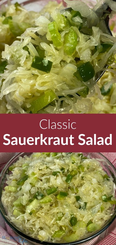 Saurkraut Salad Recipes, Kraut Salad Recipe, Sourkrout Salad, Sauerkraut Salad Recipes, Sour Crout Recipe, Recipes Using Sauerkraut, Sauerkraut Slaw, Kraut Recipes, 1905 Salad Recipe