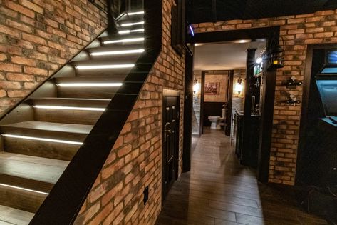 Brick Basement, Brick Interior Design, Fairfield House, 1980s Decor, Steampunk Man, Brick Interior, Charm City, Man Cave Basement, General Ideas