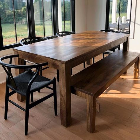 Parsons Java Dining Tables | Pier 1 Wood Dining Table Bench, Dining Table With Two Benches, Wooden Kitchen Tables, Wooden Table With Bench, Kitchen Tables With Benches, Dining Table With Bench And Chairs, Modern Dining Table With Bench, Wooden Dining Table With Bench, Wood Table With Bench