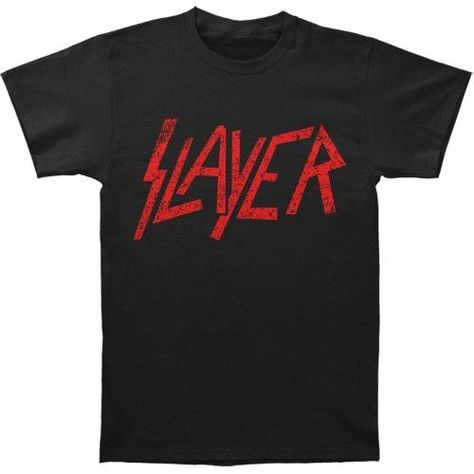 Slayer Men's Slayer Distressed Logo Slim Fit T-shirt X-Large Charcoal, Black Short Styles, Classic Logo, Black T Shirt, Michael Jackson, Sleeve Cotton, Tshirt Logo, Mens Clothing Styles, Black Tshirt, Save Money