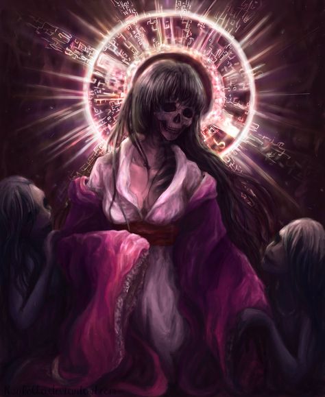 Izanami ( Noragami ) by Ksulolka.deviantart.com on @DeviantArt Izanami Goddess, Ereshkigal Wallpaper, Kuchisake Onna Art, Susanoo God Japanese Mythology, Amaterasu Goddess Japanese Mythology, Lambs And Wolves, Satanic Art Girl, Shrine Maiden, Japanese Mythology