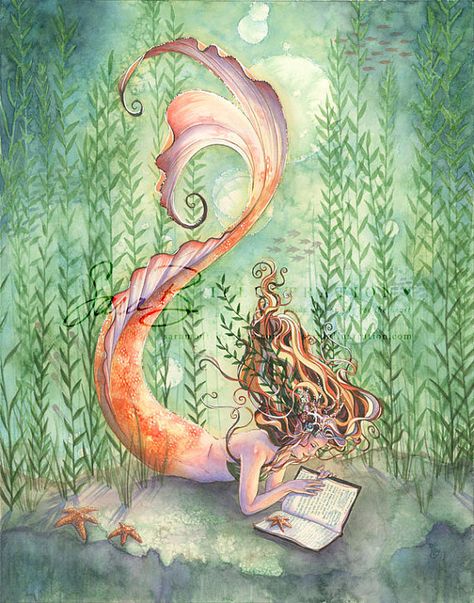 Mermaid Art Print Golden Tangerine Orange Mermaid by sarambutcher, $16.00 Orange Mermaid, Art Vampire, Art Geek, Dengeki Daisy, Mermaid Fairy, Mermaid Dreams, Samurai Tattoo, Mermaids And Mermen, Mermaid Life