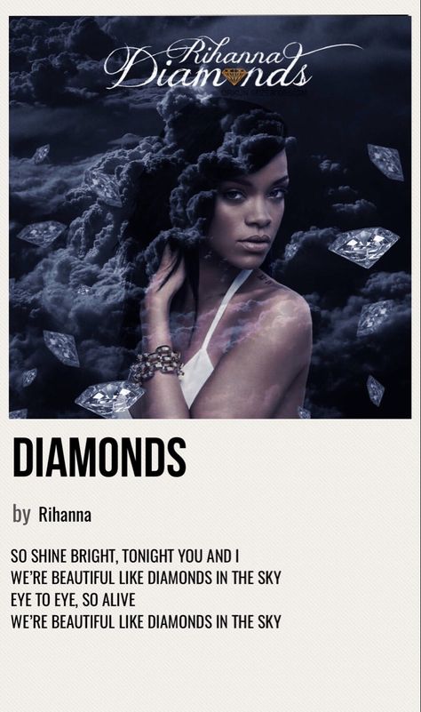 Rhianna Songs, Rihanna Poster Aesthetic, Rihanna Diamonds Song, Rihanna Album Cover, Rihanna Songs, Diamond Song, Rihanna Poster, Rihanna Albums, Rihanna Music