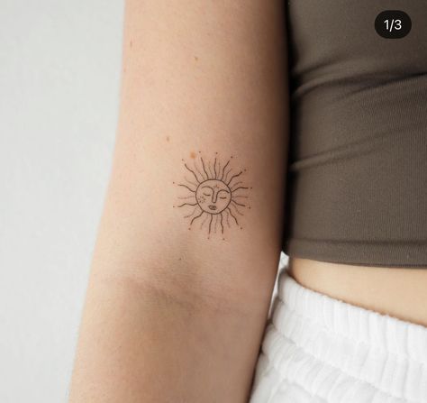 Happy Sun Tattoo Faces, Tiny Forearm Tattoo, Happy Sun Tattoo, A Sun Tattoo, Cm Tattoo, Simple Sun Tattoo, Tattoos With Deep Meaning, Sun Tattoo Ideas, Tattoo Guys