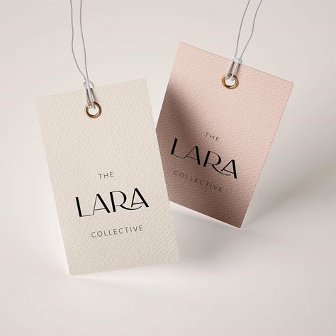 Studio A | Brand Design on Instagram: “So excited to reveal a sneak peek for a project I’ve been working on for The Lara Collective — which colour of these clothing tags do you…” Graphic Designer Studio, Desain Pantry, Designer Studio, Boutique Interior, Business Advertising Design, Luxury Logo, Clothing Tags, July 17, Tag Design