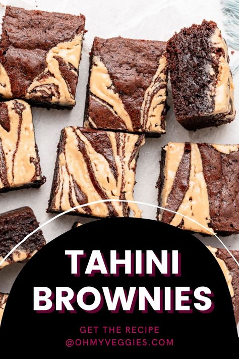 These tahini brownies are a game-changer. They're rich, nutty, flavorful, fudgy.. everything a brownie should be. Tahini Brownies, Vegan Gluten Free Brownies, Swirl Brownies, Christmas Cookbook, Gluten Free Brownies, Brownies Recipe Easy, Best Brownies, Vegan Thanksgiving, Vegan Christmas