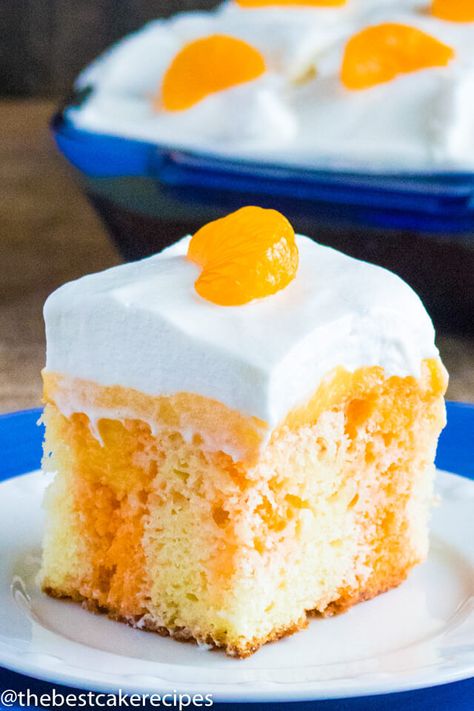 Did you love creamsicles as a child? Try this grownup version of an old-fashioned favorite! Orange Creamsicle Poke Cake is an easy cake recipe with Jello and Pudding. Creamcycle Cake Recipe, Orange Creamsicle Poke Cake, Polk Cake With Jello, Orange Cake Mix Desserts, Orange Jello Poke Cake Recipe, Orange Jello Cake Recipe, Dream Cicle Cake, Orange Poke Cake With Jello, Polk Cake