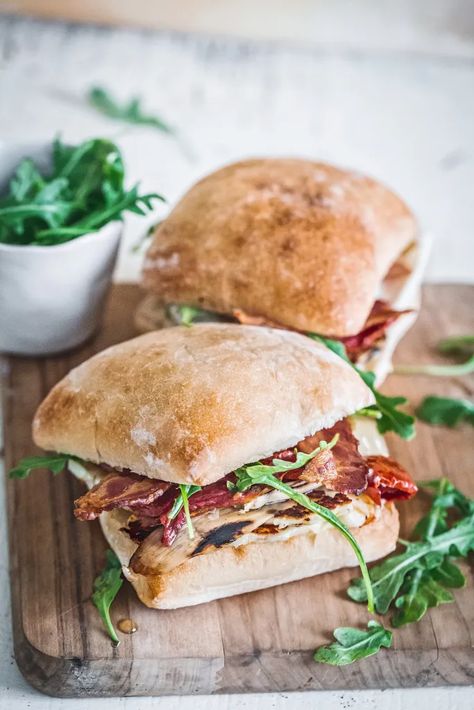 Honey Toasted Halloumi & Bacon Sandwiches with Marinated Vegetables - My Kitchen Little Bacon Sandwich Recipes, Marinated Veggies, Bacon Sandwiches, Grill Sandwich, Fried Halloumi, Lady Marmalade, English Afternoon Tea, Marinated Vegetables, Bacon Sandwich