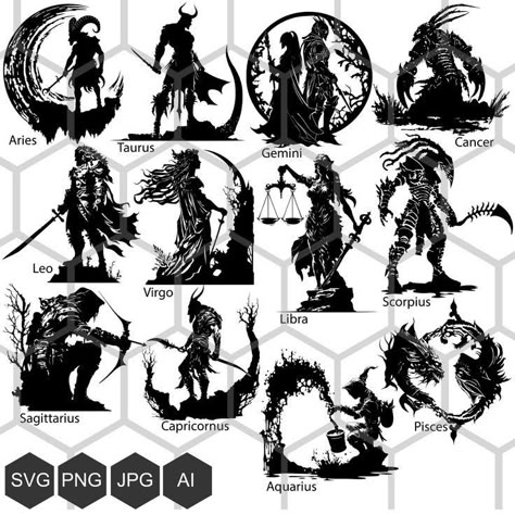 Dark Zodiac Signs, Dark Zodiac, 12 Signs Of The Zodiac, Raster Graphics, Zodiac Tattoos, Signs Of The Zodiac, Tattoo Style Drawings, Dark Art Tattoo, 12 Signs