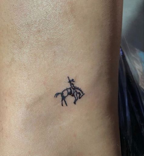 Texas Aesthetic Tattoo, Marfa Texas Tattoo, Fineline Cowboy Tattoo, Western Micro Tattoos, Small Rodeo Tattoos, Rustic Tattoo Ideas, Minimal Texas Tattoo, Mini Tattoos Western, Small But Tattoos For Women