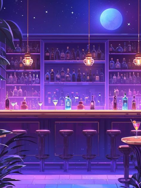 Bar Anime Background, Bar Background Night, Anime Bar, Anime Interior, Roblox Sign Up, Bar Background, Bar Concept, Anime Mouths, Dream Bars