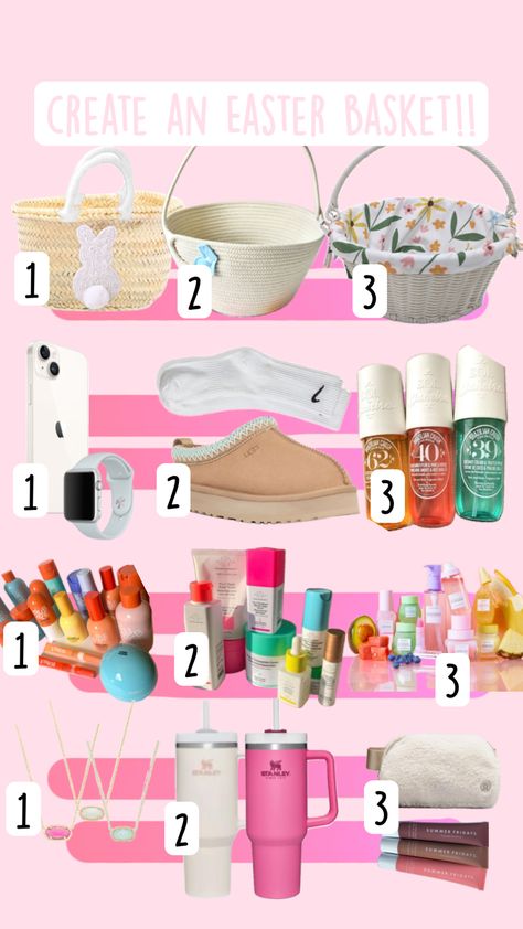 Easter basket! #easter #easterbasket #f4f #skincare #fyp #inspo #viral #pink Skincare Basket, Make Your Own Skincare, Making A Gift Basket, Easy Birthday Gifts, Preppy Gifts, Birthday Basket, Travel Bag Essentials, Cute Birthday Ideas, Cute Gifts For Friends