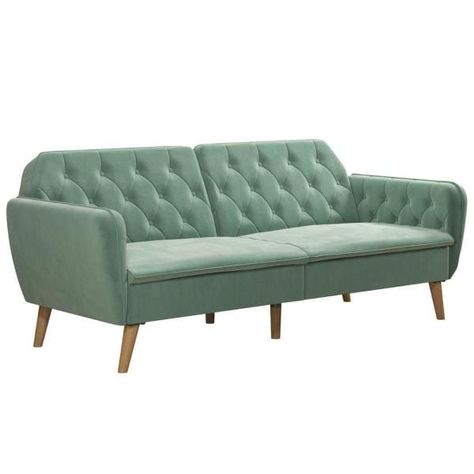 Futon dimensions: 83"L x 33.5"W x 32.5"H. Sleeping dimensions: 73"L x 44"W x 17.5"H (Twin size bed) Sofa Bed Green, Memory Foam Sofa, Foam Sofa Bed, Convertible Couch, Bed Light, Upholstered Couch, Folding Sofa Bed, Futon Sofa Bed, Futon Bed