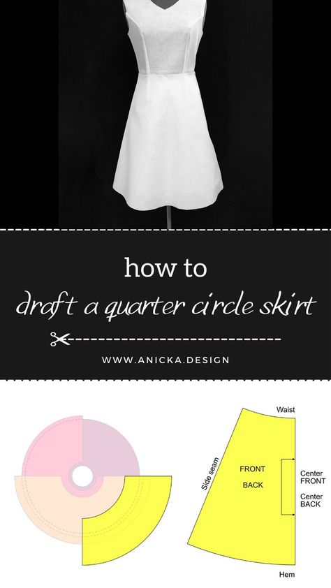 Quarter circle skirt drafting. Quarter Circle Skirt Pattern, Quarter Circle Skirt, Double Circle Skirt, Circle Skirt Calculator, Circle Skirt Tutorial, Vintage Dress Sewing Patterns, Circle Skirt Pattern, Circular Skirt, How To Make Skirt