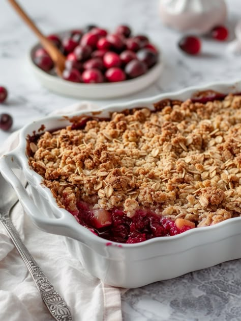 Easy Apple Cranberry Crisp - Krystel's Cooking Apple Cranberry Dessert, Apple Cranberry Crisp Recipe, Apple Cranberry Crumble, Cranberry Crumble, Cranberry Crisp, Apple Cranberry Crisp, Cranberry Stuffing, Berry Cobbler Recipes, Cranberry Dessert