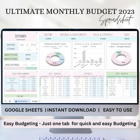 Monthly Budget Spreadsheet. Simple Budget Planner. Budget Template Google Sheets Paycheck Budget. Personal Finance, Budget Google Sheets plannerideas #goodnoteplanner #bestdigitalplannerforandroid⌨️. Budget Template Google Sheets, Simple Budget Planner, Month Budget, Excel Budget Spreadsheet, Goals Tracker, Budget Spreadsheet Template, Monthly Budget Spreadsheet, Budget Expenses, Monthly Overview