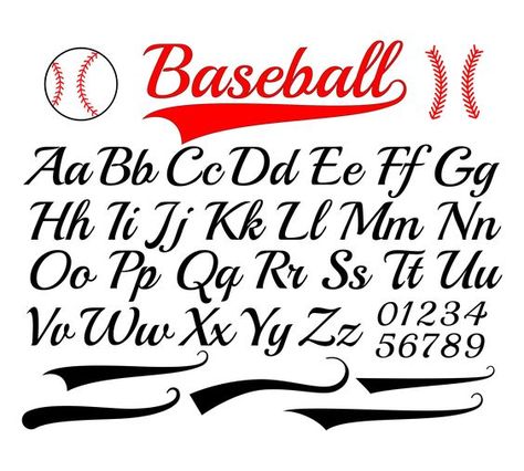 Graph Paper Letters, Baseball Typography, Quicksand Font, Baseball Lettering, Free Letter Stencils, Sports Lettering, Font With Tails, Tattoo Cursive, Fancy Script Font