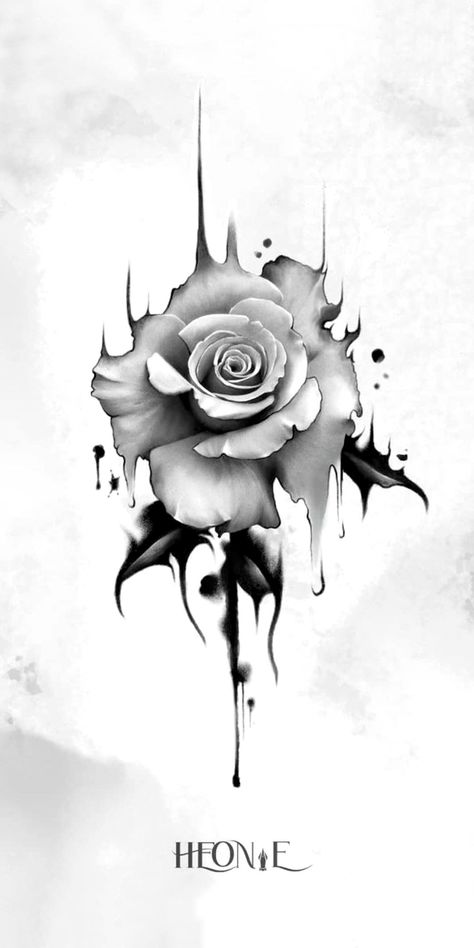 Flowers Drawing Realistic, Abstract Rose Tattoo, Rose Tattoo Stencil, Realistic Flower Tattoo, Crow Tattoo Design, Realistic Rose Tattoo, Skull Rose Tattoos, Rose Flower Tattoos, Rose Drawing Tattoo