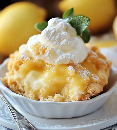 Magic Lemon Cobbler Delight - recipesbyava.com Lemon Cobbler Recipes, Recipes Using Lemons, Magic Lemon Cobbler, Lemon Cobbler, Lemon Curd Dessert, Lemon Delight, Recipe Using Lemons, Yummy Pies, Veggie Cakes