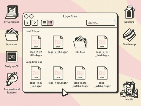 Retro Computer Illustration, Desktop Design Ideas, Desktop Graphic Design, File Aesthetic, Desktop Illustration, Desktop Poster, Form Design Web, Files Icon, Note Illustration