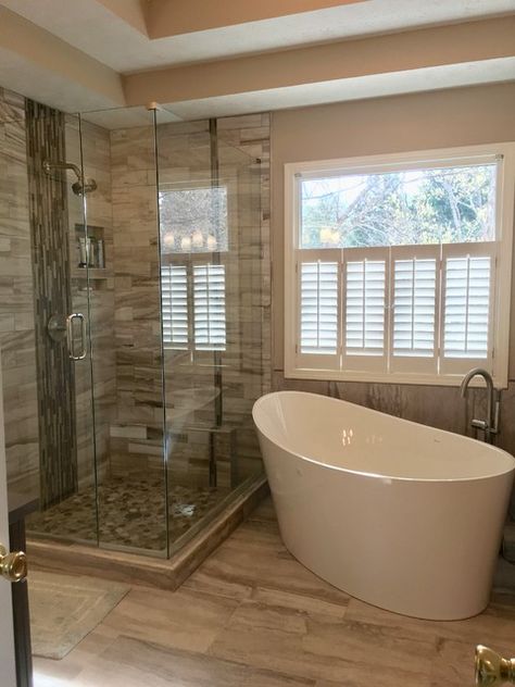 Orkin Renovation - Bathroom - Atlanta - by Sognare Unlimited | Houzz Bathroom Remodel On A Budget, Remodel On A Budget, Bathroom Farmhouse Style, Bathroom Remodel Ideas, Bathroom Redesign, Master Bath Remodel, Bathroom Tub, Remodel Bathroom, Bathroom Remodel Designs