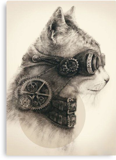 Buy 'Steampunk cat' by Kla357 as a T-Shirt, Classic T-Shirt, Tri-blend T-Shirt, Lightweight Hoodie, Women's Fitted Scoop T-Shirt, Women's Fitted V-Neck T-Shirt, Women's Relaxed Fit T-Shirt, Graphic T-Shirt, Women's Chiffon Top, Contrast Ta... Steampunk Kunst, Steampunk Drawing, Drawing Of A Cat, Steampunk Wall Art, Steampunk Tattoo, Steampunk Animals, Steampunk Artwork, Steampunk Tendencies, Steampunk Wall