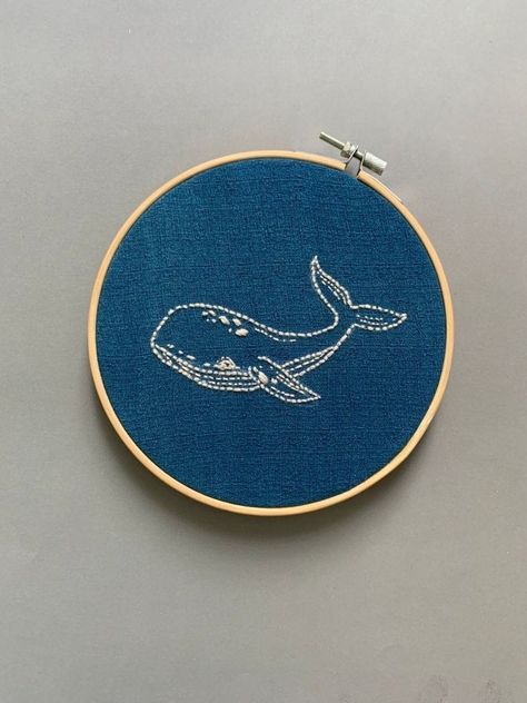 Etsy Embroidery, Whale Blue, Embroidery Designs Baby, Pola Sulam, Embroidery On Clothes, Cute Embroidery, Embroidery Patterns Free, Simple Embroidery, Pattern Embroidery