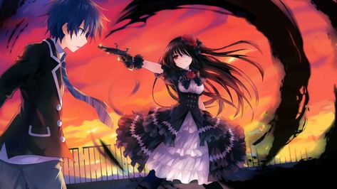 Download Kurumi Tokisaki Shido Itsuka for desktop or mobile device. Make your device cooler and more beautiful. Romantic Comedy Anime, Date A Life, Upcoming Anime, Computer Wallpaper Desktop Wallpapers, Date A Live, Fan Art Drawing, Original Wallpaper, Anime Artwork, Anime Background