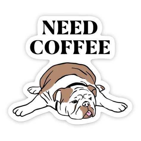 Some days are harder than others, and on those days we say.. "Need More Coffee"! Our Need Coffee sticker evokes those sleepy Mondays, when nothing else matters except needing that first sip of coffee! 3" x 2.62" Die cut Coffee Printable Stickers, Coffee First, Stickers Cafe, Coffee Stickers Printable, Coffee Sticker Design, Coffee Printables, Funny Laptop Stickers, Sticker Design Inspiration, Work Stickers