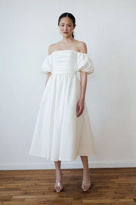 Shop Little White Dresses from Jenny Yoo for Bridal Shower, Rehearsal Dinner, Reception Dresses Simple Engagement Dress, Rehersal Dinner Dresses, Detachable Puff Sleeves, Jenny Yoo Bridal, White Dresses For Sale, Church Wedding Dress, Bridal Shower Dresses, Courthouse Wedding Dress, Formal Dresses Graduation