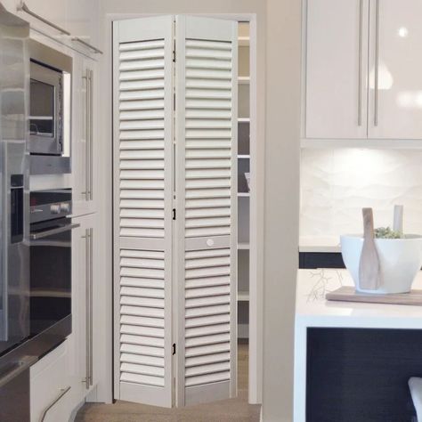 BIFOLD LOUVER DOOR 36" X 82" Louvered Bifold Doors, Louver Door, Louver Doors, Louvre Doors, Living Hall, Folding Door, Linen Cabinet, Folding Doors, Room Doors