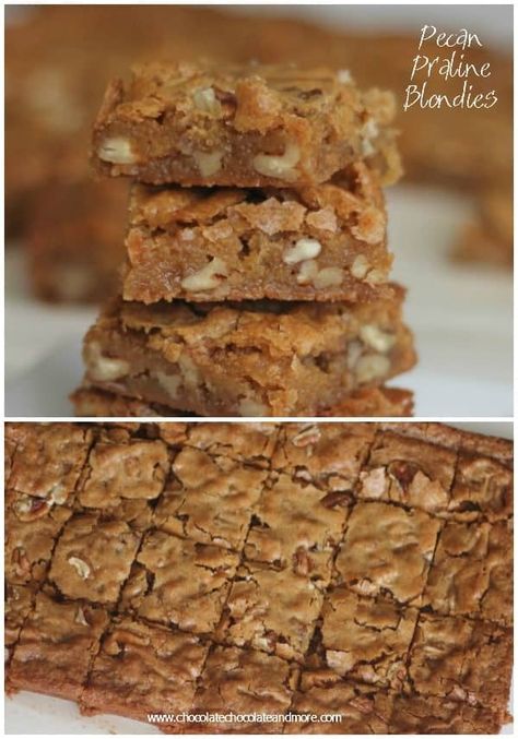 Pecan Praline Blondies - Chocolate Chocolate and More! Pecan Praline, Vanilla Caramel, Sweet Bar, Pecan Pralines, Pecan Recipes, Bar Recipes, Sugar Eggs, Bar Cookies, Cookie Bar Recipes