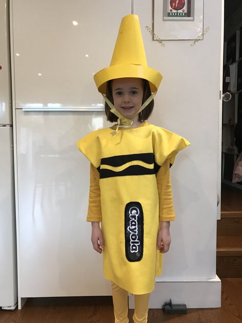 World Book Day yellow crayon costume Crayon Costume Diy, Yellow Crayon, Crayon Costume, World Book Day Costumes, Book Day Costumes, Yellow Costume, Book Week Costume, Diy Halloween Costumes For Kids, World Book Day