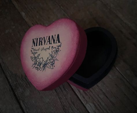 #nirvana #grunge #grungediy #art #painted #painting #coquette Nirvana Heart Shaped Box Art, Painting Coquette, Heart Shape Box, Kurt Cobain, Box Art, Nirvana, Heart Shapes, Pins, Art