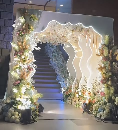 Debut Event Design, Miss Dior Theme Party, Whimsical Art Deco Wedding, Stage Decor Ideas Events, Neutral Wedding Backdrop, Classy Party Aesthetic Decor, Formal Event Decorations, Large Event Decor, Conference Stage Decor