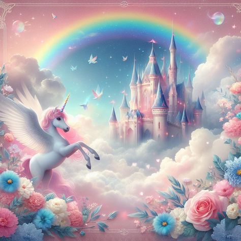 Unicorn Wallpaper Ipad, Kids Widgets, Unicorn Mural, Unicorn Picture, Rainbow Drawing, Unicorns And Rainbows, Optical Illusion Drawing, Magical Girl Aesthetic, Unicorn And Fairies