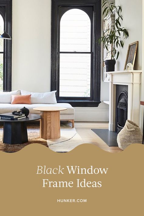 Even if you refuse to incorporate the hue anywhere else, black window frames will still do the perfect amount of decor heavy lifting. Here are a few ways to decorate around them. #hunkerhome #black #window #blackwindowframe #windowframe Black Window Sills Interior, Painting Window Trim Black, Black Window Trim Interior, Window Frame Ideas, Black Baseboards, Danish Living Room, White Window Trim, Black Window Trims, Black Window Frames